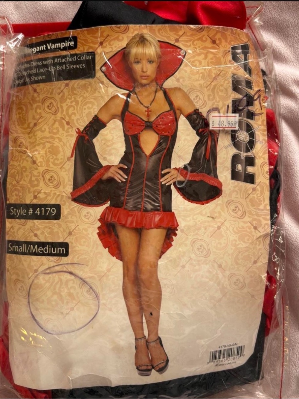 Vintage Vampire Costume in Black & Red